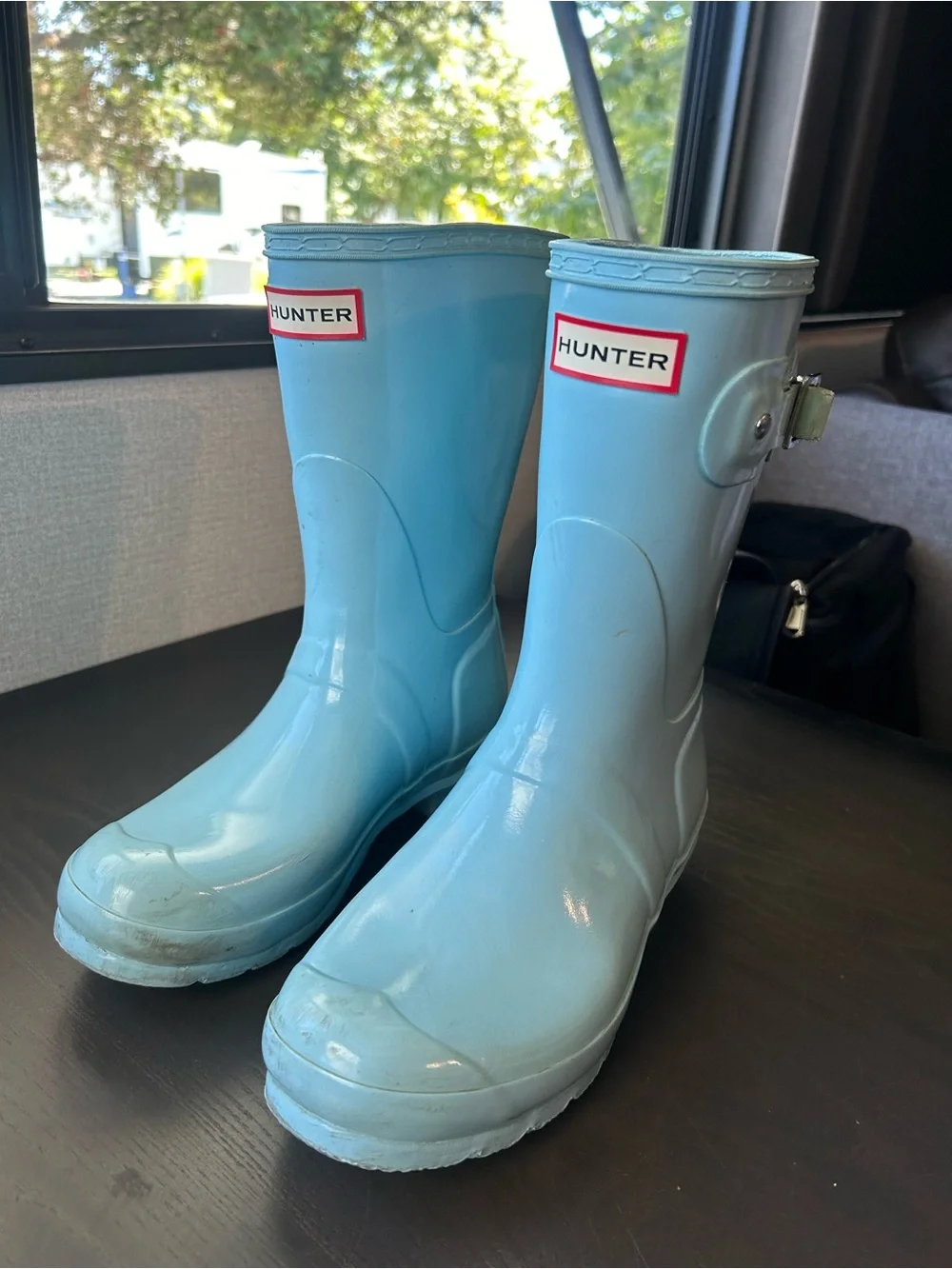 Hunter Original Short Gloss Rain Boots - Light Blue
